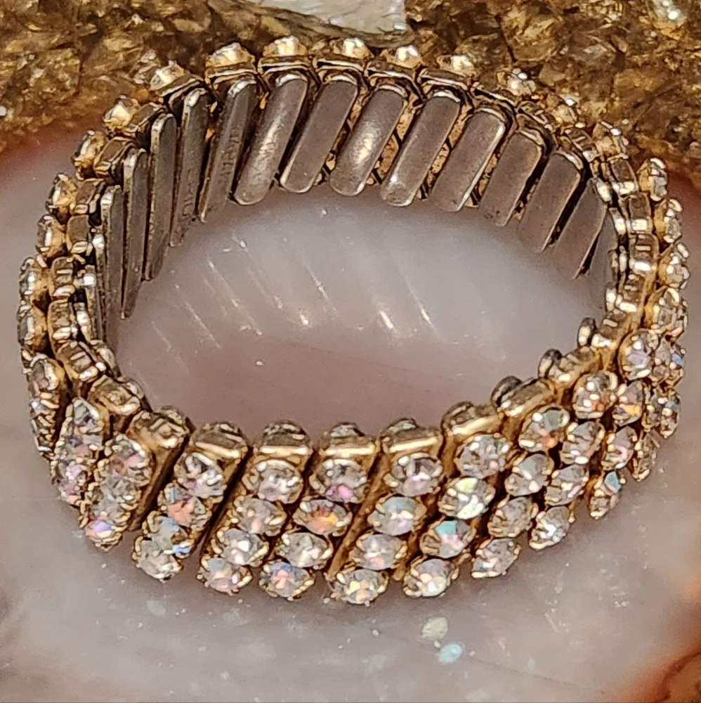 Gold Stretch Bracelet with Aurora Crystals